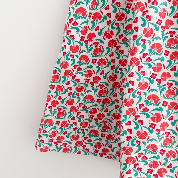 Boden Floral A Line Skirt Size 4 Red Green Cotton Print Smocked Waist Detail - Picture 3 of 6